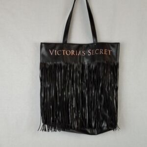 Victoria's Secret Black Tote with Fringe Detail